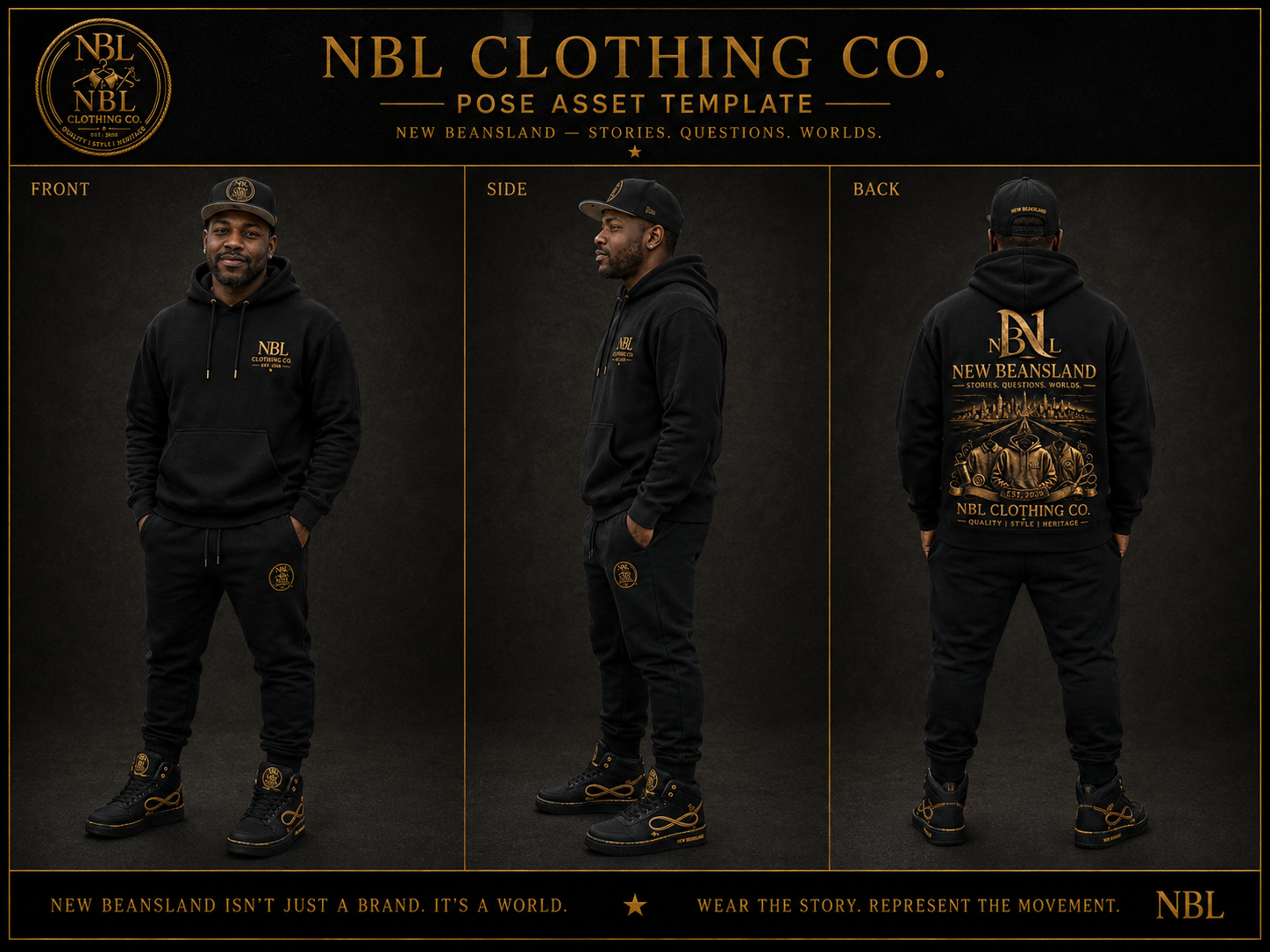 NBL Clothing Co. adult collection front side and back lookbook